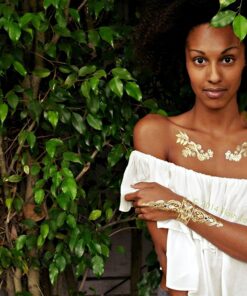 Flash Tattoos Sheebani Authentic Metallic Temporary Jewelry Tattoos 4 Sheet Pack (Black/gold/silver) Includes over 19 assorted premium henna inspired waterproof tattoos 5 81g7hnnCK6L