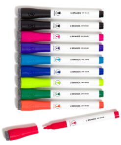 U Brands Low Odor Dry Erase Markers, Medium Point, Assorted Colors, 10-Count - 504U06-24 10 Count (Pack of 1)