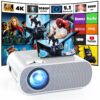 HOMPOW Projector, Native 1080P Full HD Bluetooth Projector with Speaker, 9500 Lumens Outdoor Portable Movie Mini Projector Compatible with Laptop, Smartphone, TV Stick, Xbox, PS5 white 47 81g8TFXiAeL