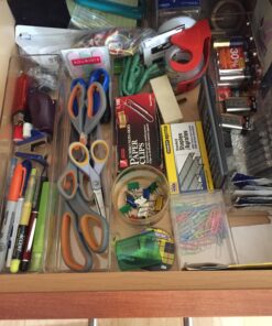 STORi SimpleSort 6-Piece Stackable Clear Drawer Organizer Set | 12" x 3" x 2" Rectangle Trays | Narrow Makeup Vanity Storage Bins and Office Desk Drawer Dividers | Made in USA 12x3x2" (Set of 6) 33 81g8c4znnvL