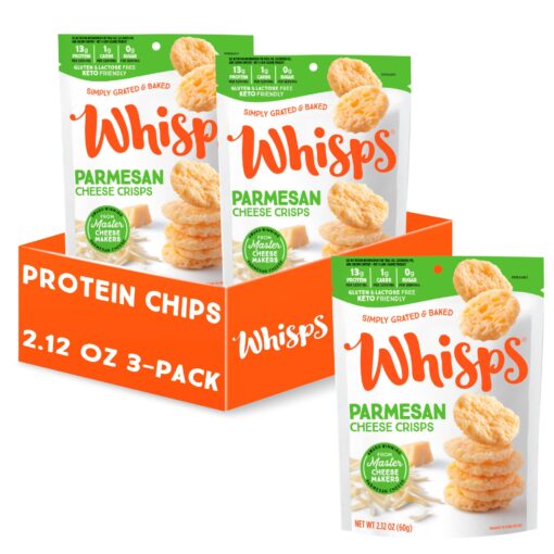 Whisps Cheese Crisps Parmesan Cheese | Protein Chips | Healthy Snacks | Protein Snacks, Gluten Free, High Protein, Low Carb Keto Food (2.12 Oz, 3 Pack) 2.12 Ounce (Pack of 3)