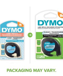 DYMO - DYM16952 Authentic LetraTag Labeling Tape for LetraTag Label Makers, Black Print on Clear pastic Tape, 1/2'' W x 13' L, 1 roll (16952) 156 in. X 1/2 in. 18 81g8sTJxAjL