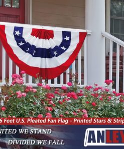 Anley USA Pleated Fan Flag, 3x6 Feet American US Bunting Flags Patriotic Stars & Stripes - Sharp Color and Fade Resistant - Canvas Header and Brass Grommets - United States 3 x 6 Feet Half Fan Banner 3x6 Ft 1pc 20 81g9afPyz3L