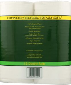 Green Forest Premium 100% Recycled Bathroom Tissue, 352 Sheets, 12 Rolls (Pack of 1) 8 81gBpdyrPML