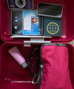 18 Inch Doll Accessories Play Travel Set - 16 Pcs Suitcase Luggage Carrier with Sunglasses, Passport, Tickets, Camera, and More, Beverly Hills Doll Collection Suitcase Set 19 81gCfBtZ19L