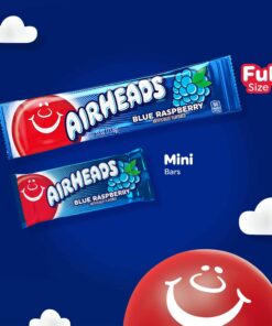 Airheads Candy, Blue Raspberry Flavor, Individually Wrapped Full Size Bars, Taffy, Non Melting, Party, Pack of 36 Bars,0.03 kilogram 20 81gDEZu2kSL