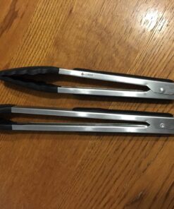 Vivree Kitchen Tongs Set - Salad & Grill Stainless Steel Serving Tongs with Silicone Tips - 9"&12" (Black) Black 80 81gDwbxmKL 2