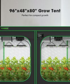 VIVOSUN S848 4x8 Grow Tent, 96"x48"x80" High Reflective Mylar with Observation Window and Floor Tray for Hydroponics Indoor Plant for VS4000/VSF4300 Black 96"x48"x80" 24 81gHWyj1PHL