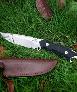 Mossy Oak Fixed Blade Knife, Full Tang - Mutifunction with Bottle Opener and Glass Breaker, G10 Handle with Genuine Leather Sheath, for Camping Survival Hunting Knife(Silver Steel) 20 81gHaZBnZLL