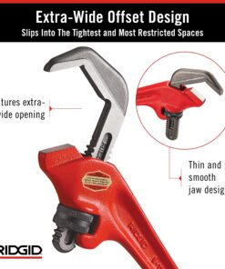 RIDGID 31305 Model E-110 9.5" Offset Hex Jaw Pipe Wrench, Red, Made in The USA 32 81gHiwtvAYL