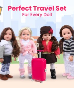 18 Inch Doll Accessories Play Travel Set - 16 Pcs Suitcase Luggage Carrier with Sunglasses, Passport, Tickets, Camera, and More, Beverly Hills Doll Collection Suitcase Set 11 81gJKVMVqoL