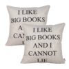 Queenie® - 2 Pcs Meaningful English Writing Inspirational Words Quotable Quotes Cotton Linen Decorative Pillowcase Cushion Cover for Sofa Throw Pillow Case 18 X 18 Inch 45 X 45 Cm (2, Big Books) 51 81gJapQSpaL