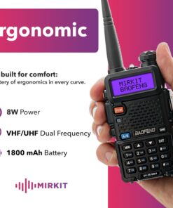 Mirkit Ham Radio Baofeng UV-5R MK4 8 Watt Max Power 2023 Two Way Radio VHF/UHF 144-148/420-450 mhz with 1800 mAh Baofeng Battery, Mirkit Software & Lanyard for Your Baofeng Radio Walkie Talkie 1 X 14 81gNQgsQgsL 2