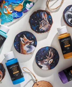 ARTEZA Outdoor Acrylic Paint Set, 20 Colours, 59 ml Bottles, with Storage Box, Rich Pigments, Multi-Surface Paints for Rock, Wood, Fabric, Leather, Paper, Crafts, Canvas and Wall Painting 20 x 59ml (2 fl oz) Outdoor 29 81gO0FZUJKL