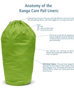 Kanga Care Seam Sealed Drawstring Reusable Diaper Pail Liner Large Barrel Shape 26" Height x 51" top x 33" Base | Aquarius 11 81gO8u1LJRL