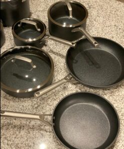 Ninja C39600 Foodi NeverStick Premium Hard-Anodized 13-Piece Cookware Set, Guaranteed to Never Stick, Nonstick, Durable, Oven Safe to 500°F, Grey 68 81gOiqFXdjL