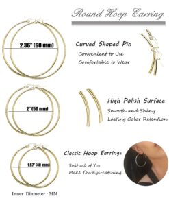 FIBO STEEL 3-8 Pairs Stainless Steel Hoop Earrings Set for Women 40-70mm G: Gold-tone 6 81gR RygW8L