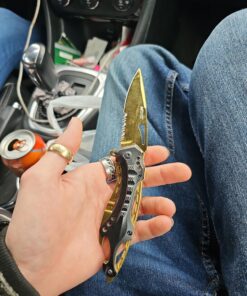 MTECH USA MT-A705 Series – Spring Assisted Folding Knife, Pocket Clip, Tactical, EDC, Self Defense Black/Gold 4.5-inch closed 32 81gRD9XJmiL