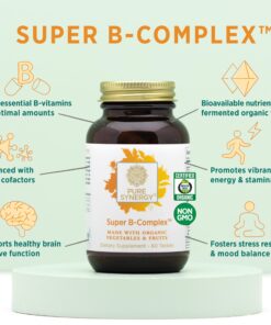 PURE SYNERGY Super B-Complex | Vitamin B Complex Made with Organic Whole Foods | Vegan Supplement with Natural Vitamin B12, Niacin, and Folate | for Energy, Focus and Mood Support (60 Tablets) 10 81gTdtwdLL