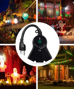 BN-LINK Outdoor 24-Hour Water Resistant Photoelectric Countdown Timer Photocell Light Sensor (2, 4, 6 or 8 Hours Countdown Mode) 3 Grounded Outlets Remote Control (100 ft Range) for Home and Garden Countdown Photocell Remote 30 81gVRxDH6rL