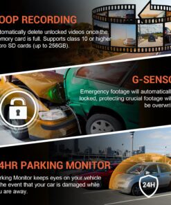 Rexing V1P 4K Car Dash Cam 2.4" LCD 2160p Front + 1080p Rear Wi-Fi 170° Wide Angle Dual Channel with Rear Cam, G-Sensor, WDR, Loop Recording Mobile App Supercapacitor Camera Recorder 33 81gWCkGrotL