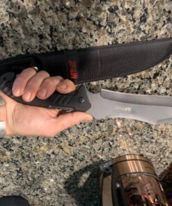 MTech USA – Fixed Blade Knife – Black Stainless Steel Blade with Black Carved G10 Handle, Full Tang, Includes 1680D Nylon Sheath - Hunting, Camping, Survival, Tactical, EDC – MT-20-39 51 81gWHf1oIL