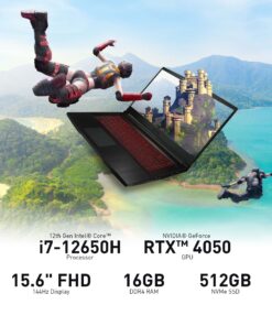 Alternative view of MSI Thin GF63 15.6" 144Hz Gaming Laptop: 12th Gen Intel Core i7, NVIDIA GeForce RTX 4050, 16GB DDR4, 512GB NVMe SSD, Type-C, Cooler Boost 5, Win11 Home: Black 12VE-066US 12th Gen i7 15.6"