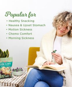 Alternative view of GIN GINS Original Chewy Ginger Candy by The Ginger People - Anti-Nausea and Digestion Aid, Individually Wrapped Healthy Candy - Original Ginger Flavor, Large 1 lb Bag (16 oz)