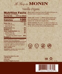 Monin - Organic Vanilla Syrup, Naturally Smooth Sweetness, Great for Coffee, Shakes, and Cocktails, Gluten-Free, Non-GMO (750 ml) 24 81gaF UIeL