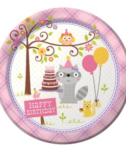 Creative Converting 8 Count Paper Dinner Plates, Happi Woodland Girl -
