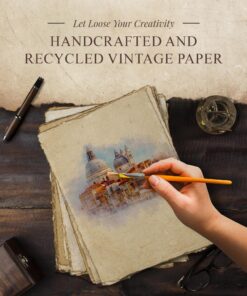 Alternative view of Blank Vintage Handmade Deckled Edge Paper | 75 Sheets of Recycled Cotton Papers, Perfect Sheet for Any Medium, Blank Watercolor Paper Cards, 150 GSM Thick & Acid-Free Antique Paper 8.25" x 5.8" - A5