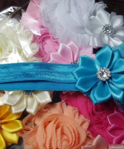 QandSweet Baby Girl Headbands with Polygonal Flower Inlay Rhinestone for Photography (10 Pack) 10Pack 3.5x2.3 37 81ghYhuC2yL