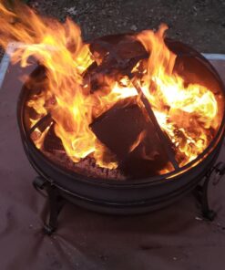 Sunnydaze 34-Inch Cauldron Style Outdoor Fire Pit Bowl with Spark Screen, Log Poker, and Wood Grate - Dark Bronze Finish 34 in 41 81giZXfVjSL