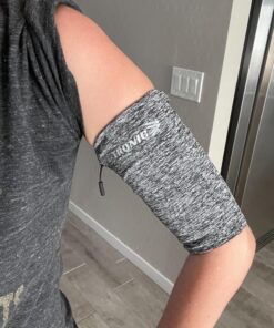 E Tronic Edge Phone Holder for Running, Cell Phone Arm Bands with Reflective Logo, Phone Strap Armband Fits iPhone and Android, Use for Running, Walking, Hiking and Biking, Gray, Medium 23 81gj3EEce4L