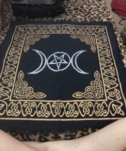 Altar Tarot Cloth: Triple Goddess With Pentagram - 24" x 24" (Gold/Silver on Black Pentacle/Pentagram) 30 81gjZJoN70L