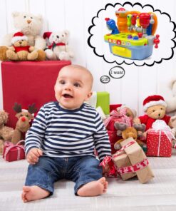 Woby Multifunctional Musical Learning Tool Workbench Toy Set for Kids with Shape Sorter Tools 17 81gltMYixnL