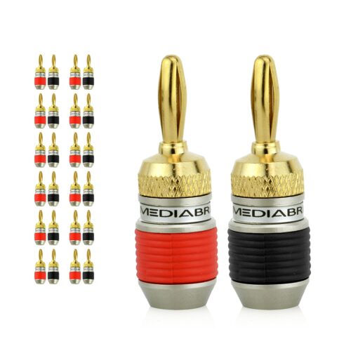 Mediabridge™ Banana Plugs - Corrosion-Resistant 24K Gold-Plated Connectors - 12 Pair/24 Banana Plugs (Part# SPC-BP2-12)