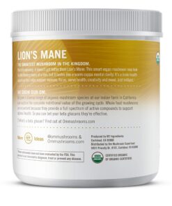 Om Organic Mushroom Nutrition Lion's Mane: Memory, Focus, Nerve Health, 100 servings, 7.14 Ounce, 200 Gram 7.05 Ounce (Pack of 1) 6 81gnisElYL