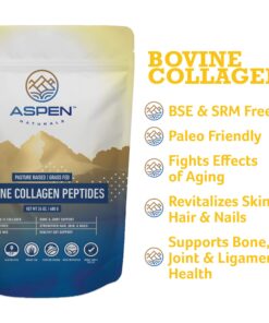 ASPEN NATURALS Collagen Peptides Powder Supplement. Unflavored Grass Fed Hydrolyzed Collagen Powder for Skin Hair Nail Joint. Dairy & Gluten Free. Paleo Friendly Protein Powder for Women & Men. 24 oz 1.5 Pound (Pack of 1) 18 81goIwqVSL
