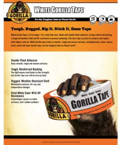 Gorilla Tape, White Duct Tape, 1.88" x 30 yd, White, (Pack of 1) 1 Pack 31 81gommhNkvL