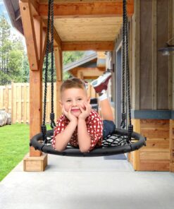 Sorbus Saucer Tree Swing- Kids Outdoor Disc Round Swing - 24" Heavy Duty 220lbs Seat- Easy Install Flying Saucer Web Circle Swing- Perfect for Gift,Playground, Birthday, Xmas, IndoorOutdoor Tire Swing Net Seat 24 inch 20 81gpVCLrv4L