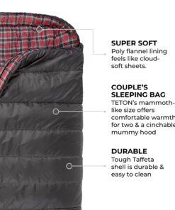 TETON Sports Mammoth Queen Size Sleeping Bag- Double Sleeping Bag – A Warm Bag The Whole Family can Enjoy – Great Sleeping Bag for Camping, Hunting and Base Camp. Compression Sack Included Grey Mammoth 20F 21 81gq8k AvqL