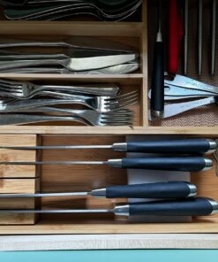 Utensil Organizer for Kitchen Drawers - Bamboo Silverware Organizer - Expandable Utensil Holder and Cutlery Tray with Divider and Removable Knife Block | 17” Long, Adjustable from 13” to 22.2” W' Knife Block 31 81gqB1 niOL