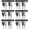 iPower GLROPEX6 6-Pair 1/8 Inch 8-Feet Long Heavy Duty Adjustable Rope Clip Hanger (150lbs Weight Capacity) Reinforced Metal Internal Gears, 6 Pack, black 6 Pairs