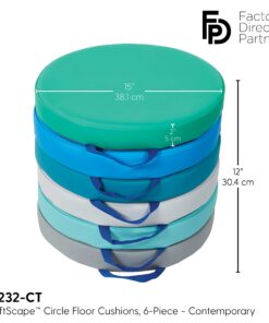 Factory Direct Partners 11232-CT SoftScape 15" Round Floor Cushions with Handles, 2" Thick Deluxe Foam (6-Piece) - Contemporary Multicolor 13 81gv1wMHJL