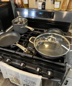 Calphalon Classic Hard-Anodized Nonstick Cookware Kitchen Essentials Set, 6-Piece Pots and Pans Set 6-Piece Nonstick w/ AquaShield™ 61 81gww5rnmDL