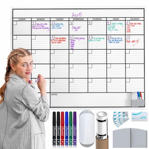 Large Dry Erase Calendar for Wall | Large Wall Calendar Dry Erase Monthly | 1M 17x26, 24x36, 36x48, & 3M 40x17 | Dry Erase Calendar Board for Wall | Whiteboard Calendar | Calendar Whiteboard | White Board Calendar Dry Erase for Wall Large (36" * 48")