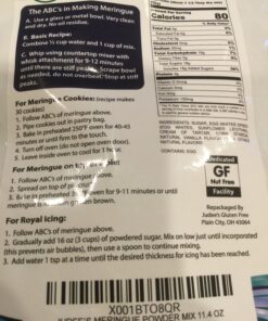 Judee’s Complete Meringue Powder Mix 11.4 oz - Great for Baking and Decorating - No Preservatives - Gluten-Free and Nut-Free - Make Meringue Cookies, Pies, Frosting, and Royal Icing 11.4 Ounce (Pack of 1) 31 81h gBvqmjL
