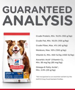 Hill's Science Diet Dry Dog Food, Adult 7+ for Senior Dogs, Chicken Meal, Barley & Rice Recipe, 33 lb. Bag 33 Pound (Pack of 1) 22 81h07bfZKDL 3