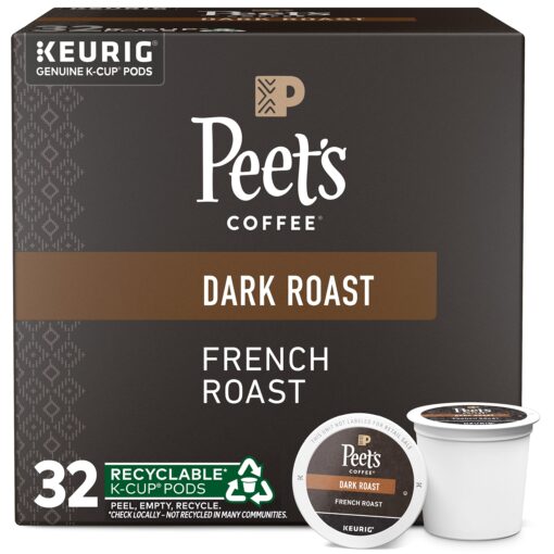 Peet's Coffee, Dark Roast K-Cup Pods for Keurig Brewers - French Roast 32 Count (1 Box of 32 K-Cup Pods)